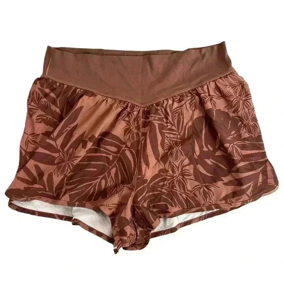 Offline By Aerie Shorts Women’s Brown Floral Pull On Workout Running Size XL - Picture 1 of 4